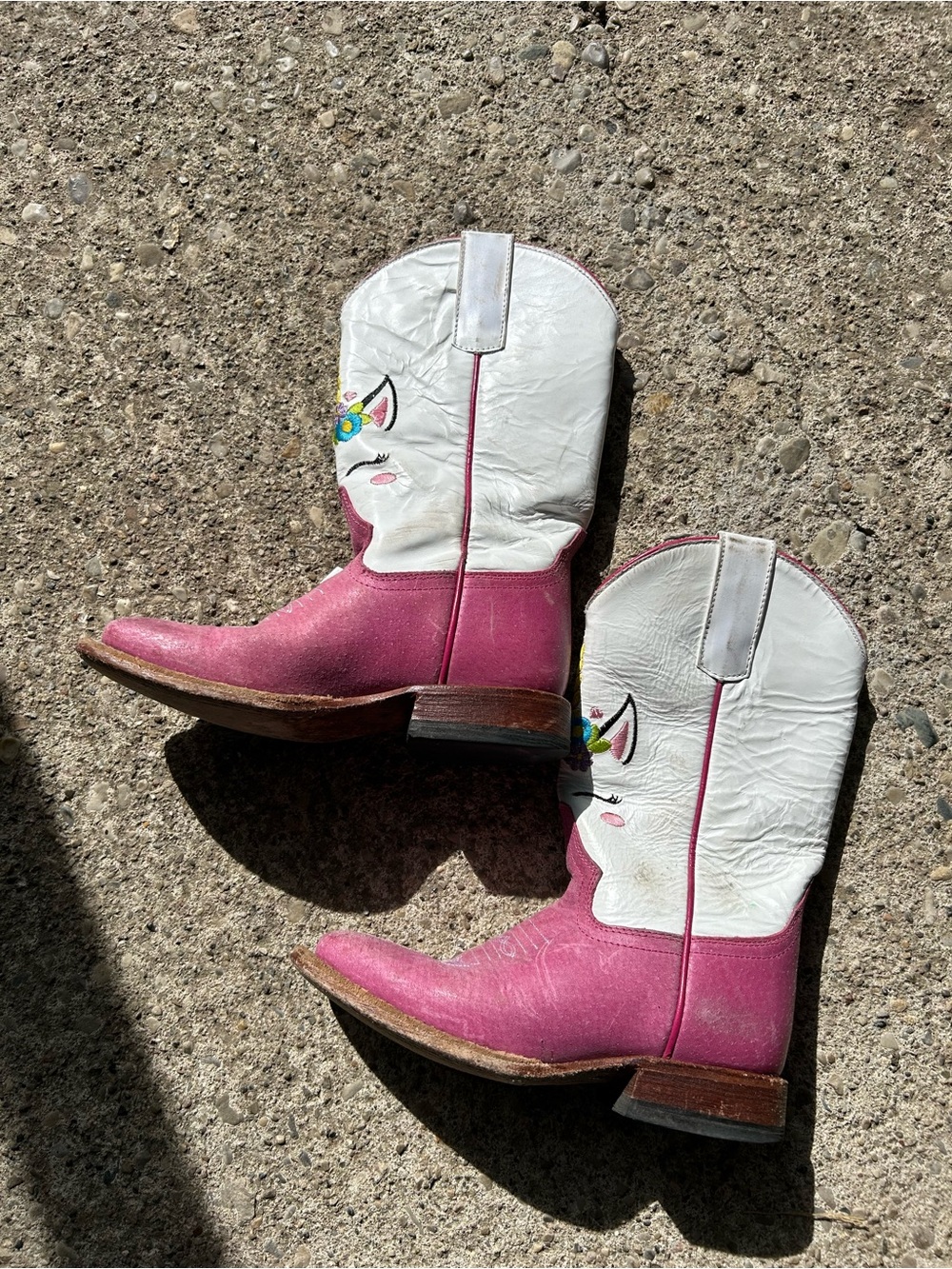 Macie bean boots Pink & White Kids Unicorn Cowboy Boots Sz 13